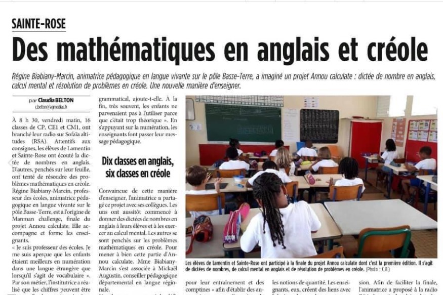 Des Mathématiques en Anglais et Créole
